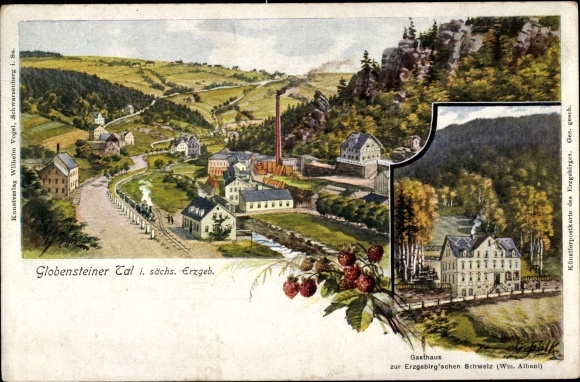Artist PC Falk, G., Globenstein Breitenbrunn in the Ore Mountains, inn for Erzgebirge Switzerland