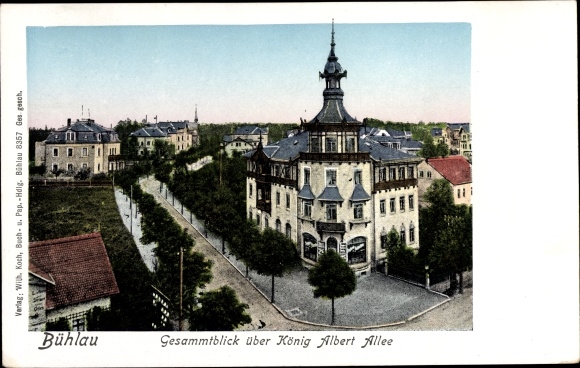 Postcard Dresden Northeast Bühlau, overall view of king Albert Allee