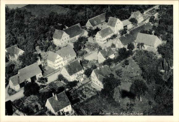 Ak Rot am See Württemberg, Luftaufnahme, Häuseransicht, Landhausstil, Grünflächen