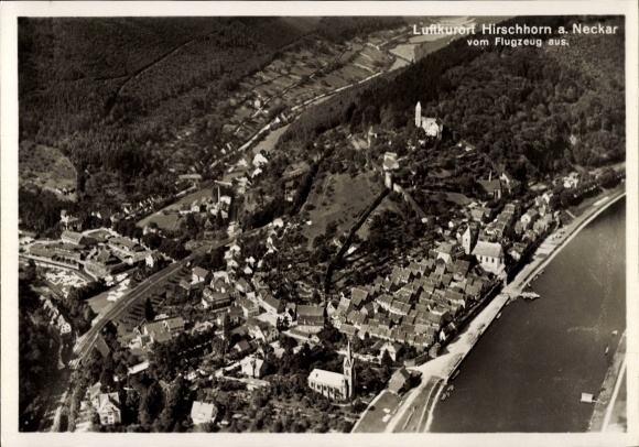 Ak Hirschhorn am Neckar Hessen, Fliegeraufnahme