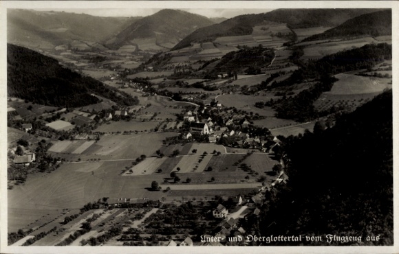 Ak Oberglottertal Glottertal im Schwarzwald, Unter- und Oberglottertal, Fliegeraufnahme