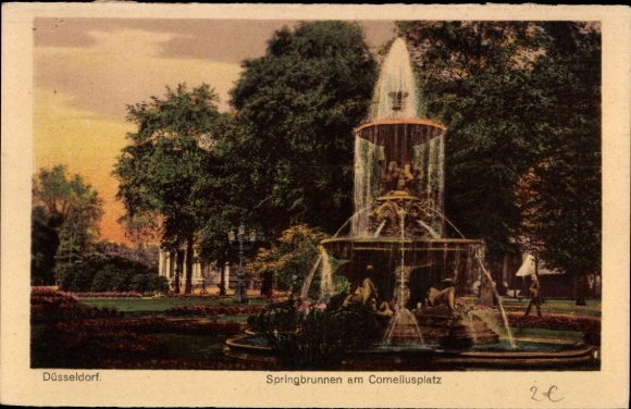 Ak Düsseldorf am Rhein, Springbrunnen, Corneliusplatz