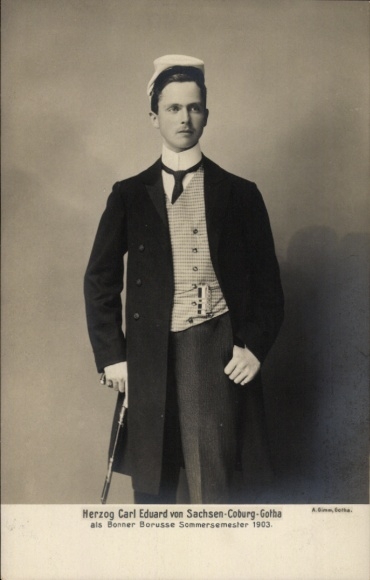 Postcard Duke Carl Eduard of Saxe Coburg Gotha, as Bonner Borusse, summer semester 1903