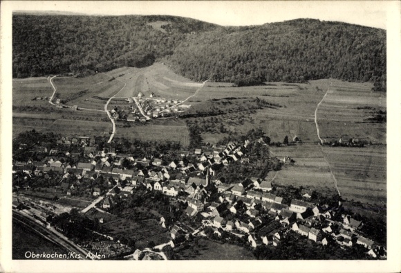 Postcard Oberkochen Württemberg, aerial photograph