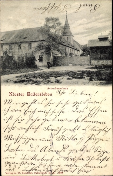 Postcard Badersleben Huy Saxony Anhalt, monastery, agricultural school