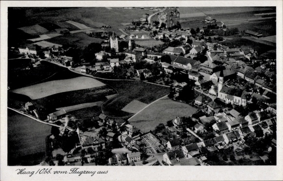 Postcard Haag in Oberbayern, aerial photograph
