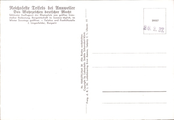 Postcard Annweiler am Trifels in the Southern Wine Route district, aerial photograph, Veste Trifels