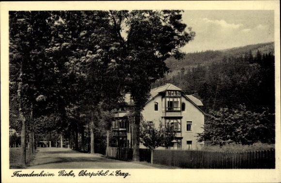 Postcard Oberpöbel Dippoldiswalde Saxony, Giebe Guesthouse, quiet house, 17 rooms, near swimming pond...