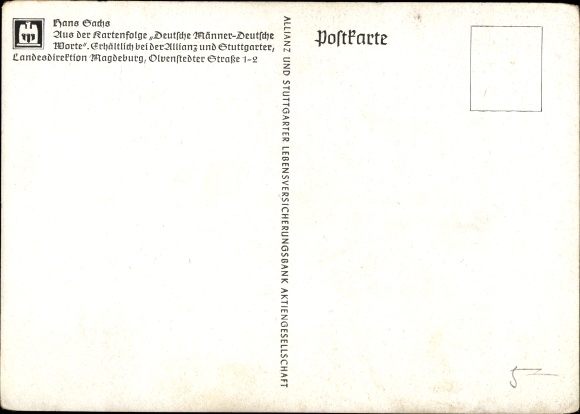 Artist PC Hans Sachs, Man, what you do, consider the end, Allianz