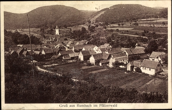 Ak Rumbach in der Pfalz, Totalansicht der Ortschaft
