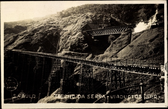 Photo Postcard Sao Paulo Brazil, Trecho da Serra, Viaductos, railway bridges