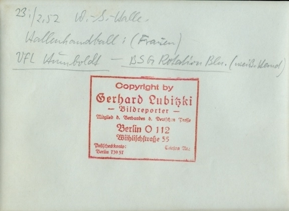 Photo Berlin Prenzlauer Berg, handball, Humboldt versus rotation Berlin, February 23, 1952, Seelenbinder Halle
