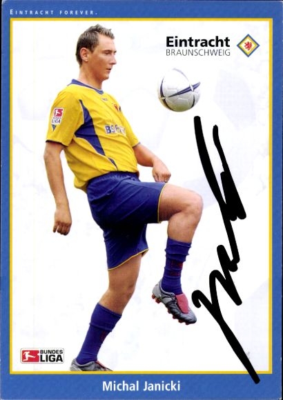 Autograph card footballer Michal Janicki, Eintracht Braunschweig, autograph