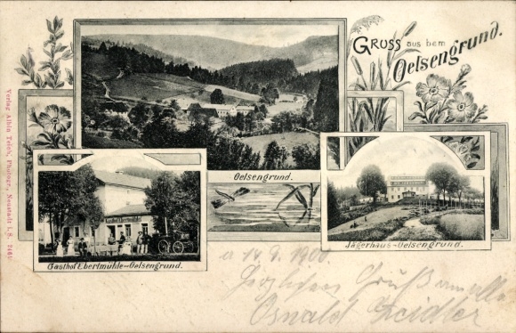 Ak Oelsengrund Bad Gottleuba in Saksen, Jägerhaus, Gasthof Ebertmühle
