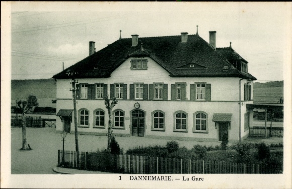 Postcard Dannemarie Dammerkirch Alsace Haut Rhin, train station
