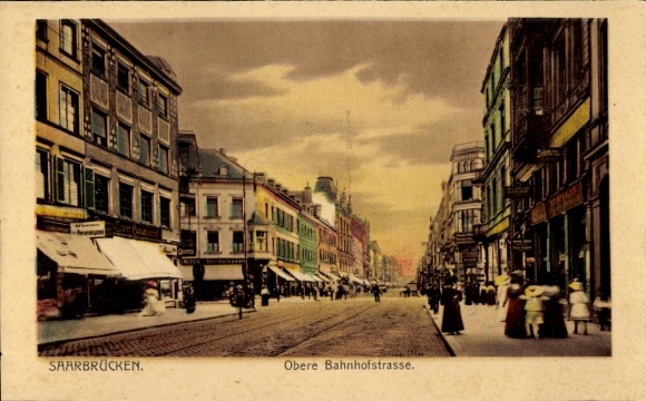 Postcard Saarbrücken in Saarland, Obere Bahnhofstraße