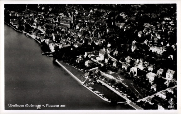 Postcard Überlingen on Lake Constance, aerial photograph