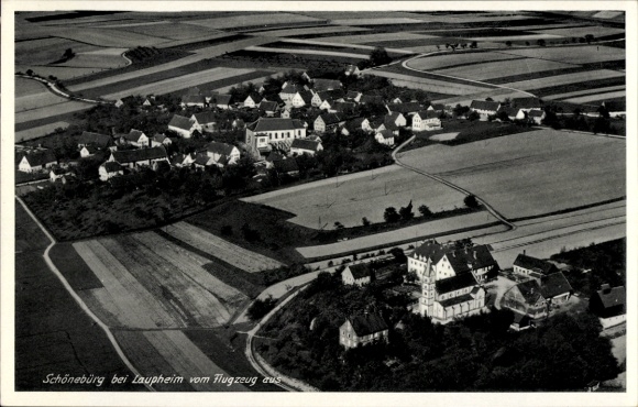 Postcard Schönebürg Schwendi in Upper Swabia, aerial photograph