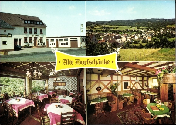 Postcard Kinderbeuern in the Alftal, old village tavern, general view of the place