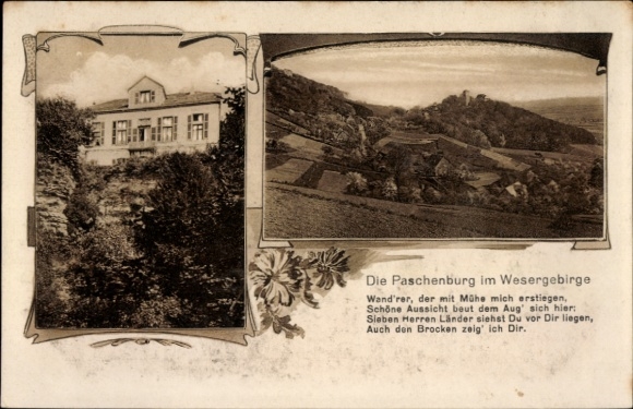 Postcard Deckbergen Rinteln in Lower Saxony, Paschenburg, Panorama, Villa