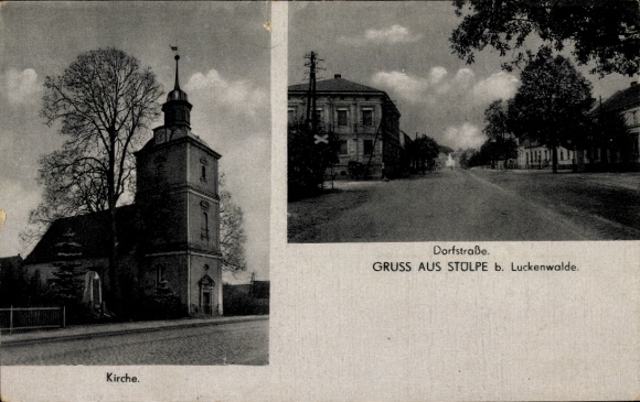 Postcard Stülpe in der Mark, Dorfstraße, Church