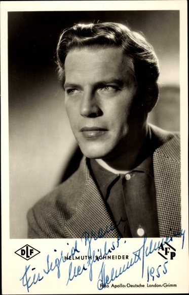 Postcard actor Helmuth Schneider, portrait, Aennchen von Tharau, autograph