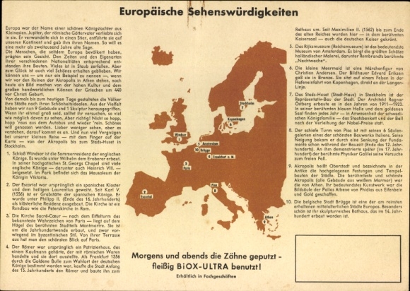 Timetable BIOX-Ultra oxygen toothpaste - European sights around 1960