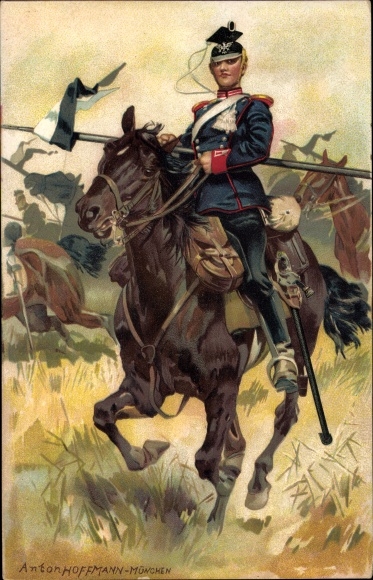 Künstler Ak Hoffmann, A., Garde Ulanen Regiment, feldmarschfähig