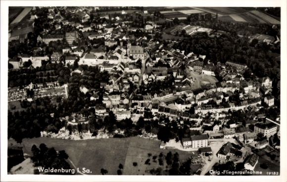 Postcard Waldenburg in Saxony, aerial photograph