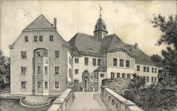 Postcard Pegau in Saxony, New District Court