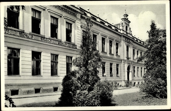 Postcard Jaroměř Jermer Reg. Hradec Kralove, barracks, rear view