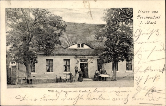 Postcard Teschendorf Löwenberger Land, Wilhelm Bergemann&#39;s Gasthof