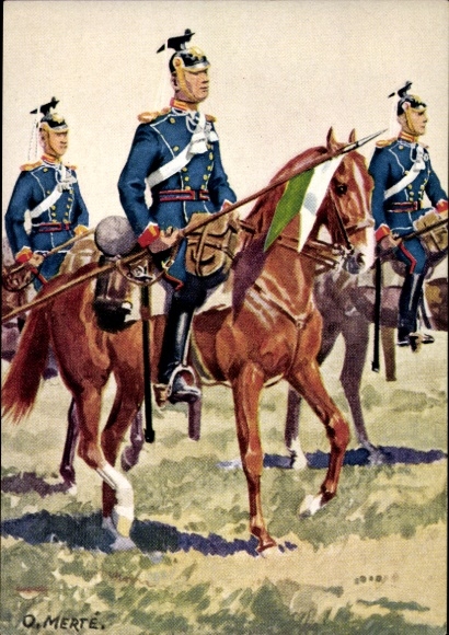 Artist Postcard Merté, Oskar, 2nd Uhlan Regiment 18
