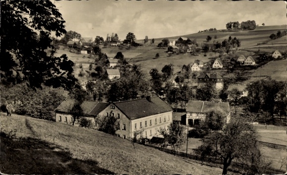 Postcard Rabenau in the Ore Mountains, landscape with hills, houses, and trees, between Dorfchemnitz and...