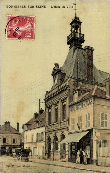 Postcard Bonnieres sur Seine Yvelines, La Mairie, Cafe Hotel de Ville