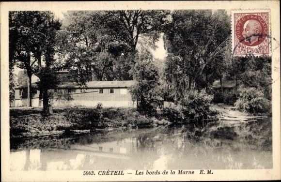 Postcard Créteil Val de Marne, Les bords de la Marne, river landscape, architecture