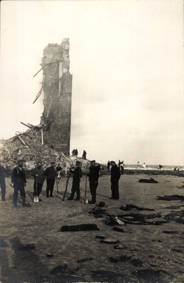 Photo Postcard Wangerooge, After the first demolition of the west tower in 1914