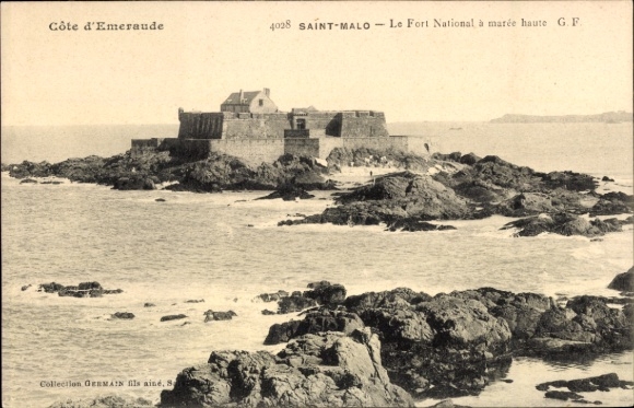 CPA Saint Malo Ille et Vilaine Bretagne, Le Fort National w marée haute