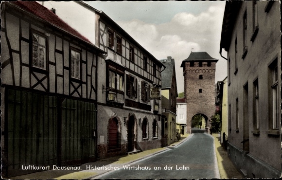 Postcard Dausenau an der Lahn, historic inn on the Lahn