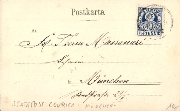 Prywatny miejski kurier pocztowy Monachium, 1 1/2 Pfennig