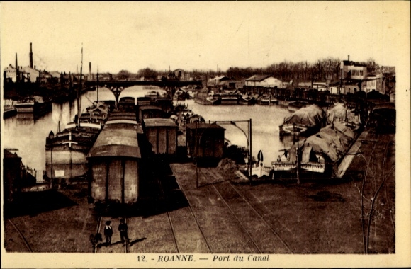 Ak Roanne Loire, Kanalhafen