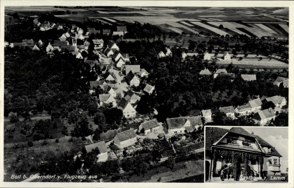 Postcard Bad Boll in Württemberg, aerial photograph, Gasthaus z. Lamm