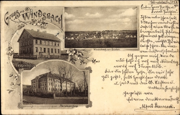 Ak Windsbach in Mittelfranken, Progymnasium, Pfarrwaisenhaus, Blick von Süden