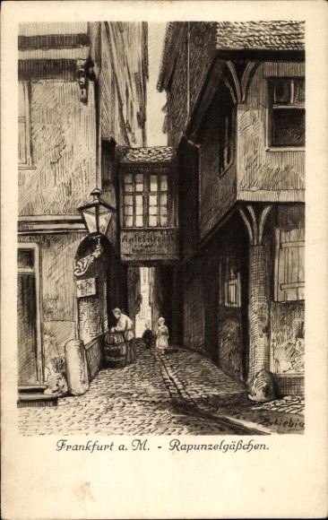 Artist Postcard Liebig, Frankfurt am Main, Rapunzelgäßchen