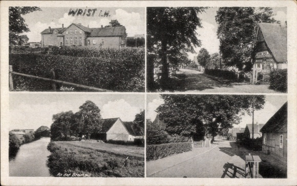 Ak Wrist in Sleeswijk-Holstein, straat, rivier, huizen