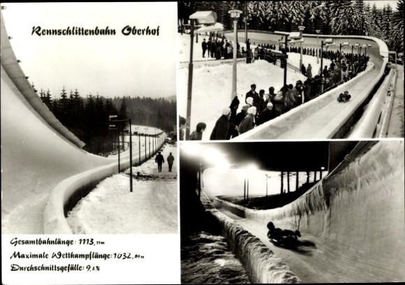 Ak Oberhof im Thüringer Wald, Rennschlittenbahn