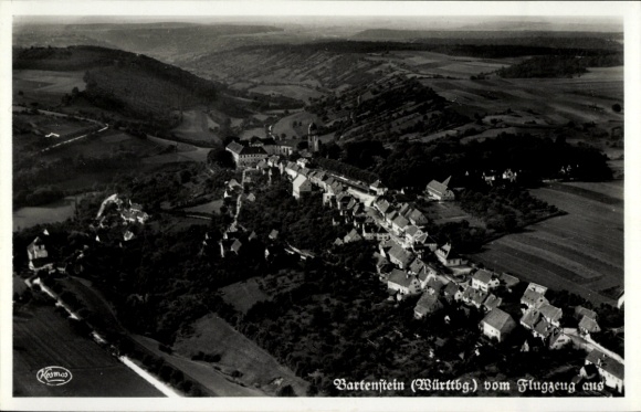 Postcard Bartenstein Schrozberg in Württemberg, aerial photograph