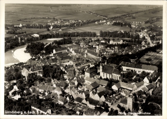 Postcard Landsberg am Lech Upper Bavaria, aerial photograph