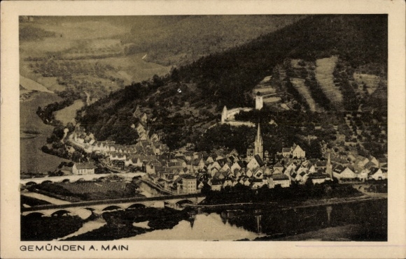 Postcard Gemünden am Main Lower Franconia, general view