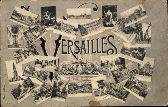 Postcard Versailles Yvelines, Various views of the lettering 'VERSAILLES', nformat